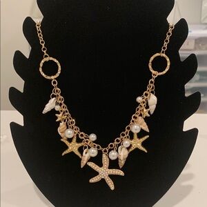 Gold Starfish and Pearl Necklace